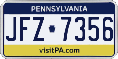 PA license plate JFZ7356