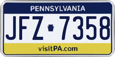 PA license plate JFZ7358