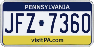 PA license plate JFZ7360