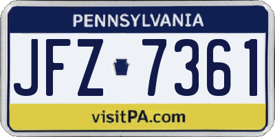 PA license plate JFZ7361