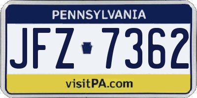 PA license plate JFZ7362