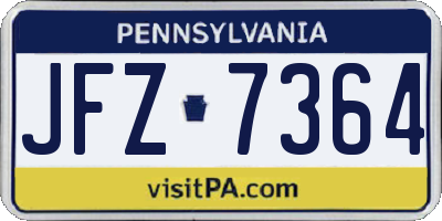 PA license plate JFZ7364