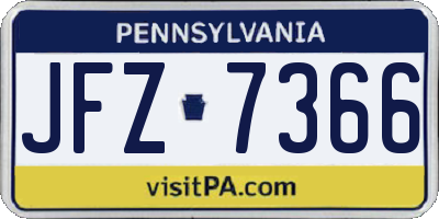 PA license plate JFZ7366