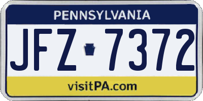PA license plate JFZ7372