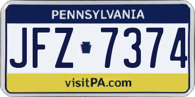 PA license plate JFZ7374