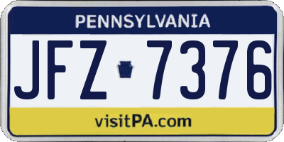 PA license plate JFZ7376