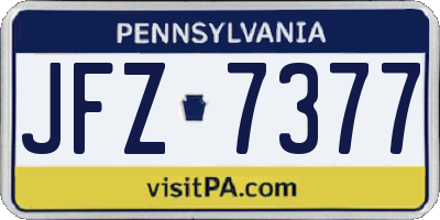 PA license plate JFZ7377