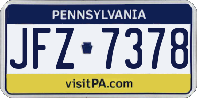 PA license plate JFZ7378