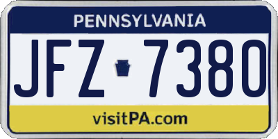 PA license plate JFZ7380