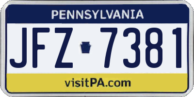 PA license plate JFZ7381