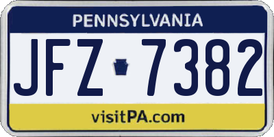 PA license plate JFZ7382