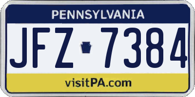 PA license plate JFZ7384