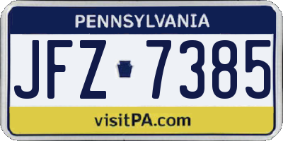 PA license plate JFZ7385