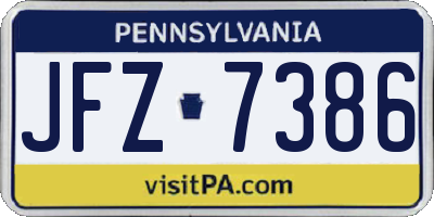 PA license plate JFZ7386