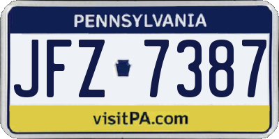 PA license plate JFZ7387