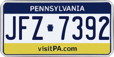PA license plate JFZ7392