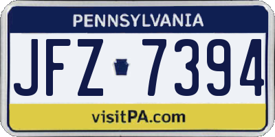 PA license plate JFZ7394