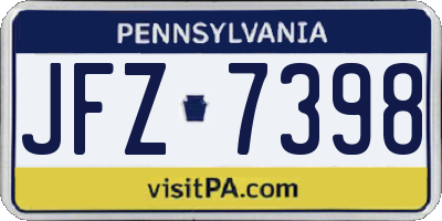 PA license plate JFZ7398