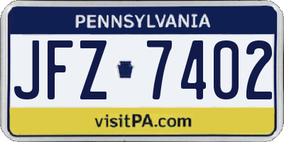 PA license plate JFZ7402