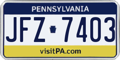 PA license plate JFZ7403