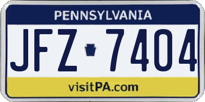 PA license plate JFZ7404