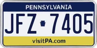 PA license plate JFZ7405