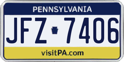 PA license plate JFZ7406