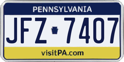 PA license plate JFZ7407