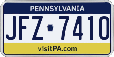 PA license plate JFZ7410