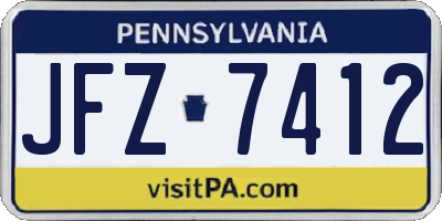 PA license plate JFZ7412