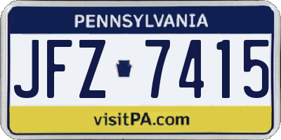 PA license plate JFZ7415