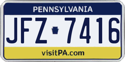 PA license plate JFZ7416