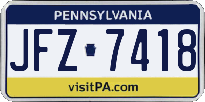 PA license plate JFZ7418