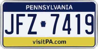 PA license plate JFZ7419