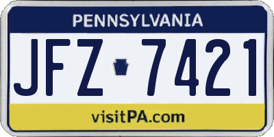 PA license plate JFZ7421