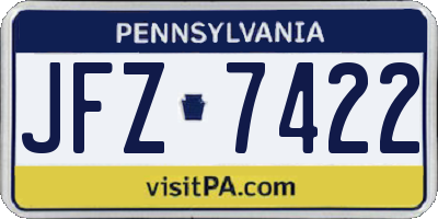 PA license plate JFZ7422