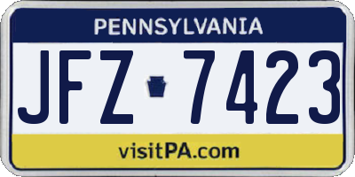 PA license plate JFZ7423