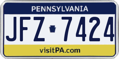 PA license plate JFZ7424