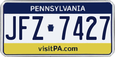 PA license plate JFZ7427