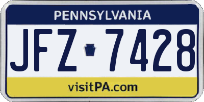 PA license plate JFZ7428