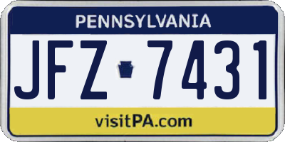 PA license plate JFZ7431