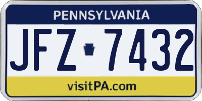 PA license plate JFZ7432