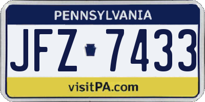 PA license plate JFZ7433