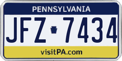 PA license plate JFZ7434