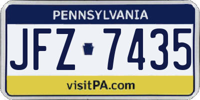 PA license plate JFZ7435