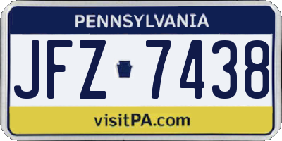 PA license plate JFZ7438