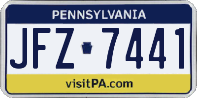 PA license plate JFZ7441
