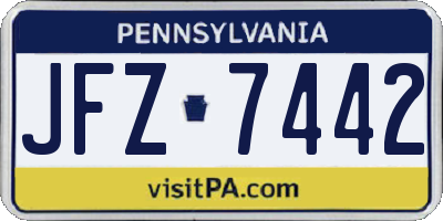 PA license plate JFZ7442