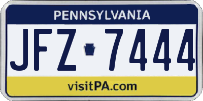 PA license plate JFZ7444