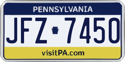 PA license plate JFZ7450